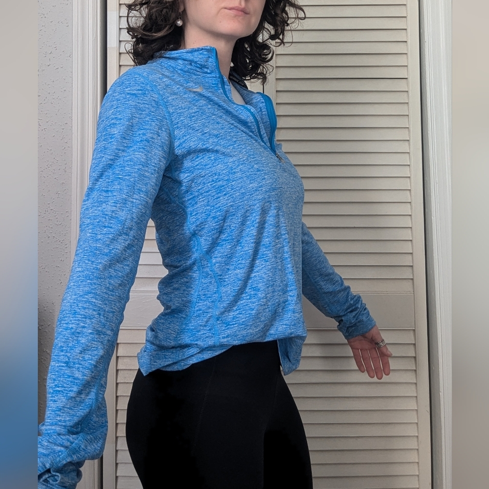 Nike Running Blue Heathered DriFit Quarter Zip
